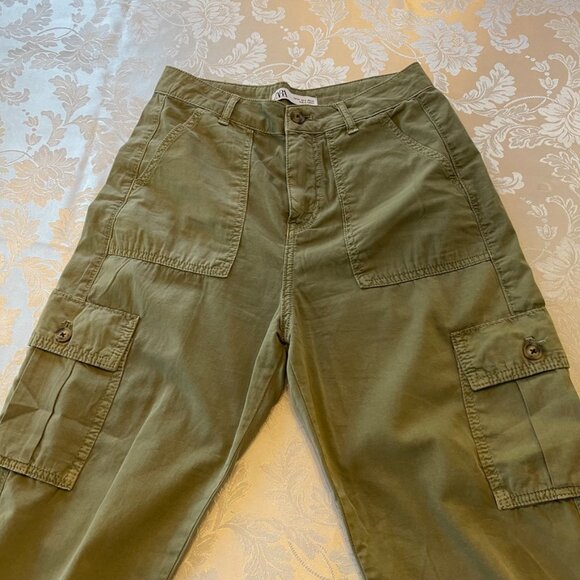 Zara Cargo Pants Green Size US 2 - Picture 3 of 8